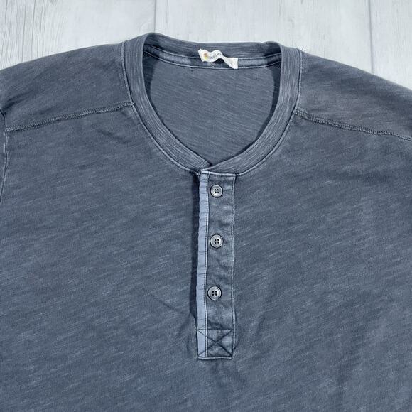 Marine Layer Shirt Mens Large Gray Long Sleeve Henley Elbow Patches Cotton - Picture 2 of 10